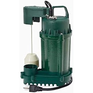 Zoeller M75 Vertical Magnetic Float Switch 1/2 HP Cast Iron Motor Housing Thermoplastic Pump Housing Automatic 2400 gph at 10 ft height Submersible Sump Pump